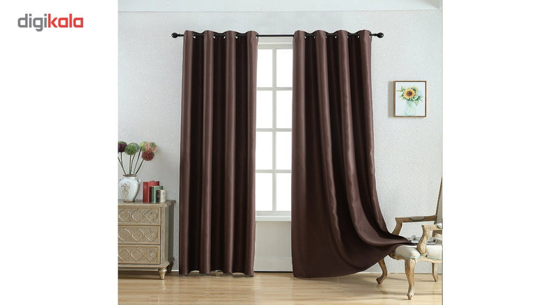 مجموعه دو عددی پرده کتان ملانژ مدل Gb01 ارتفاع 280