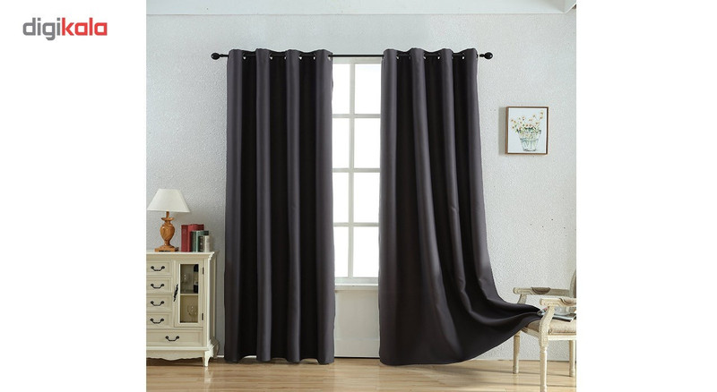 مجموعه دو عددی پرده کتان ملانژ مدل Gb01 ارتفاع 280