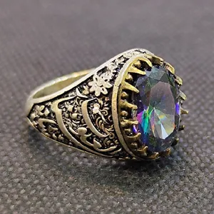 انگشتر نقره مردانه مدل سنگ توپاز کد 25