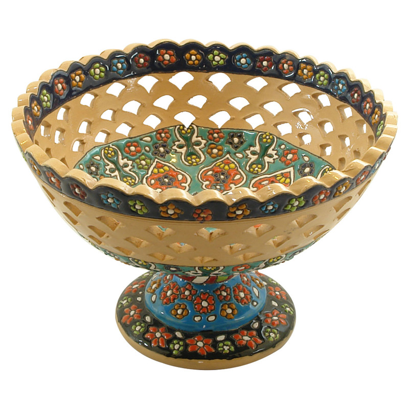 میوه خوری سفالی میناکاری کد 1007