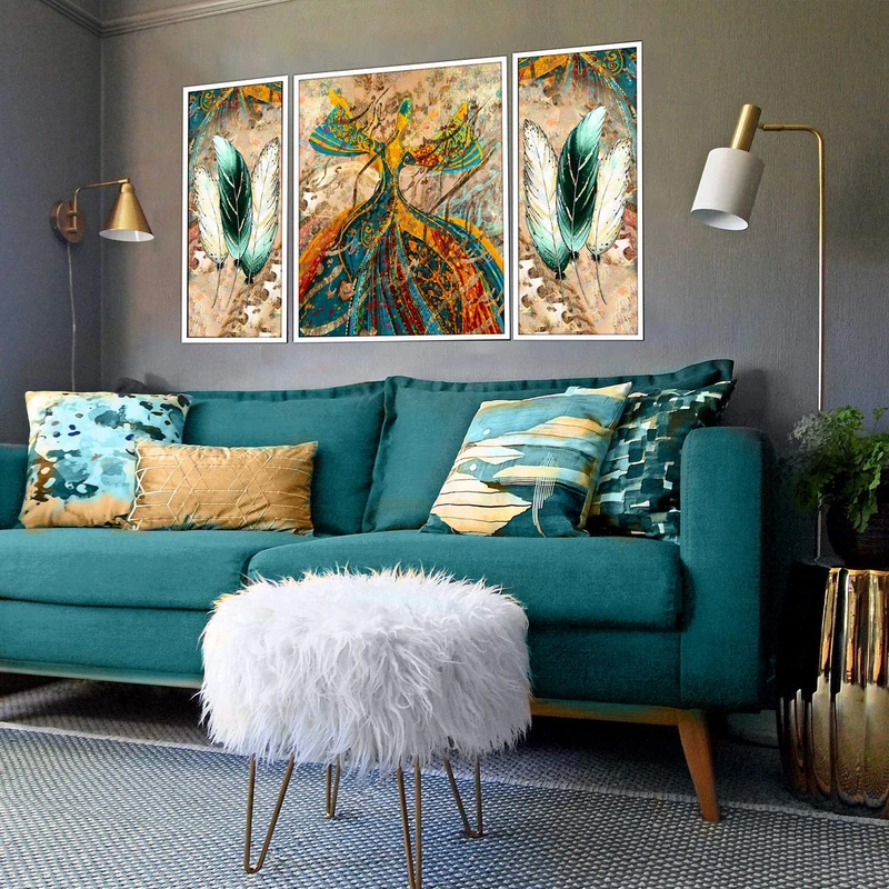 تابلو بکلیت طرح مدرن دیجیتال آرت مدل شاین اکلیلی W-2870 مجموعه 3 عددی