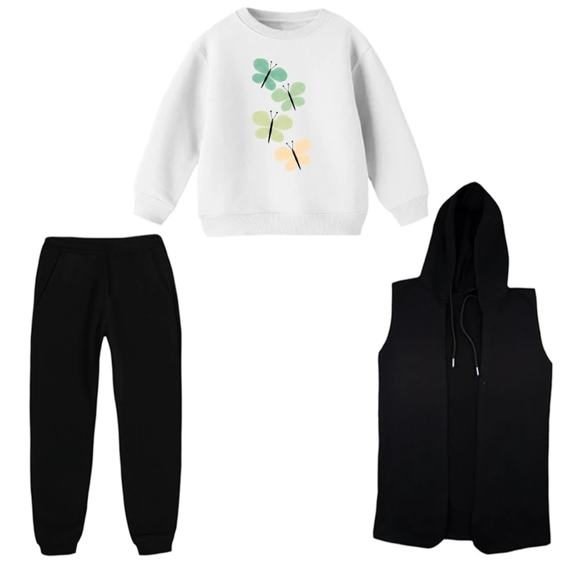 ست 3 تکه لباس راحتی بچگانه مدل پروانه  