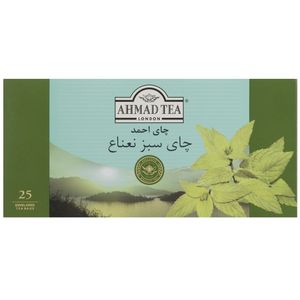 نقد و بررسی چای سبز کیسه ای احمد با طعم نعناع بسته 25 عددی توسط خریداران