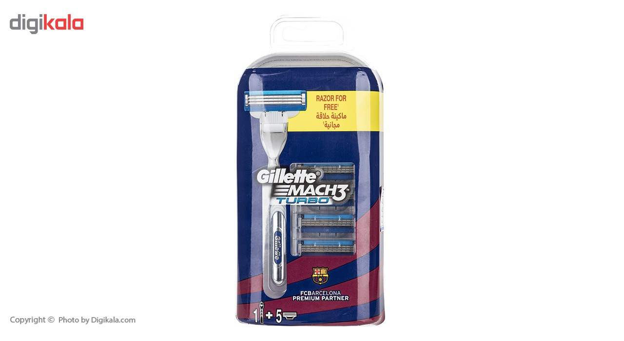 خود تراش مردانه ژیلت مدل Mach3 Turbo به همراه 5 یدک
