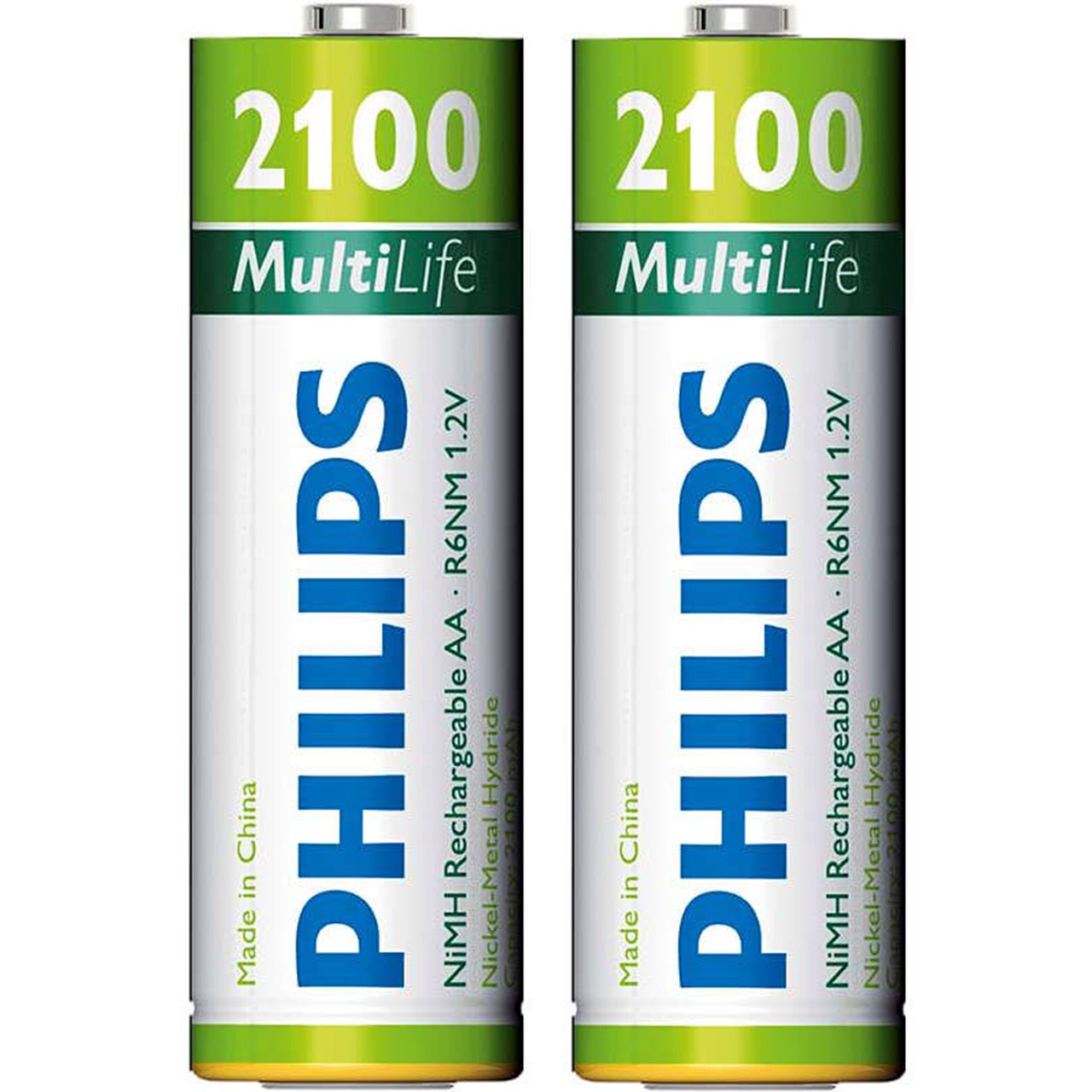 باتری قلمی قابل شارژ فیلیپس مدل MultiLife با ظرفیت 2100 میلی آمپر ساعت بسته 2 عددی