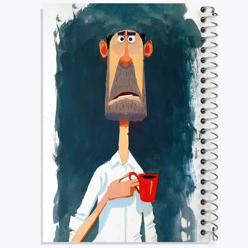 دفتر ژورنال نویسی 50 برگ خندالو مدل نقطه ای طرح مرد متعجب کد F7335