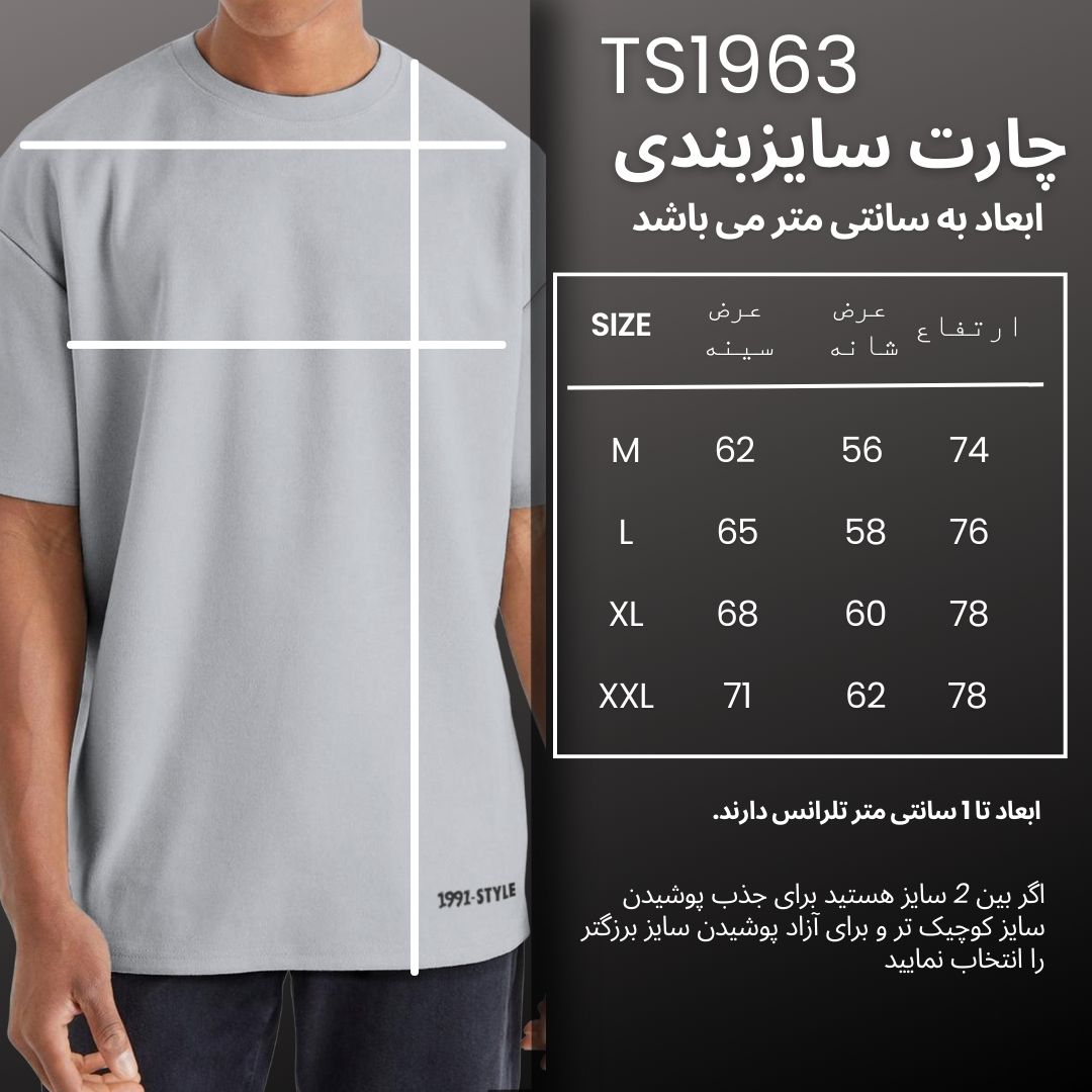 تی شرت اورسایز آستین کوتاه  مردانه نوزده نودیک مدل TS1963 G -  - 4