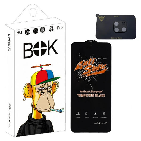 محافظ صفحه نمایش بوک مدل Antistatic مناسب برای گوشی موبایل شیائومی Redmi 10C به همراه محافظ لنز دوربین