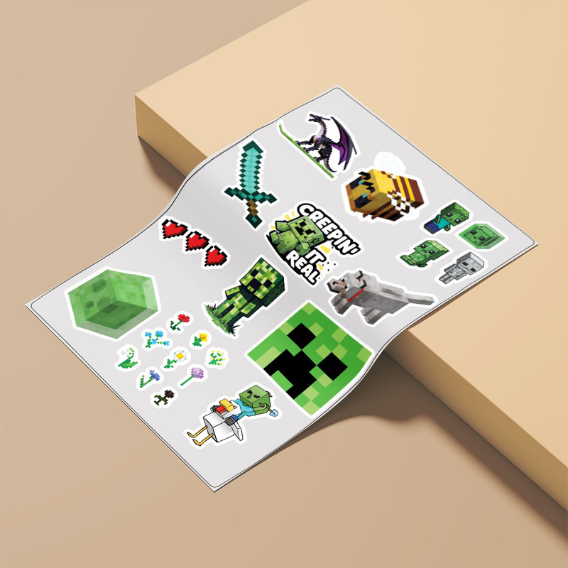 استیکر لپ تاپ طرح ماینکرفت کد minecraft-111 مجموعه 12 عددی