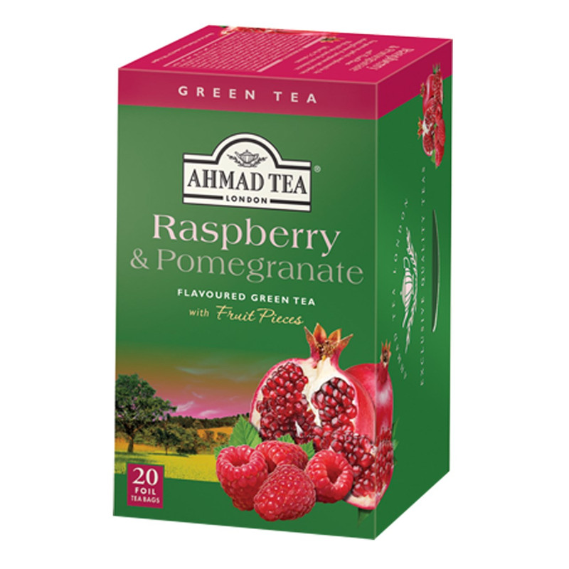 بسته چای سبز کیسه ای چای احمد مدل Raspberry And Pomegranate