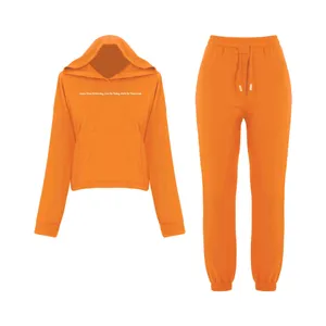 ست هودی و شلوار زنانه بنیس مدل آکام رنگ نارنجی