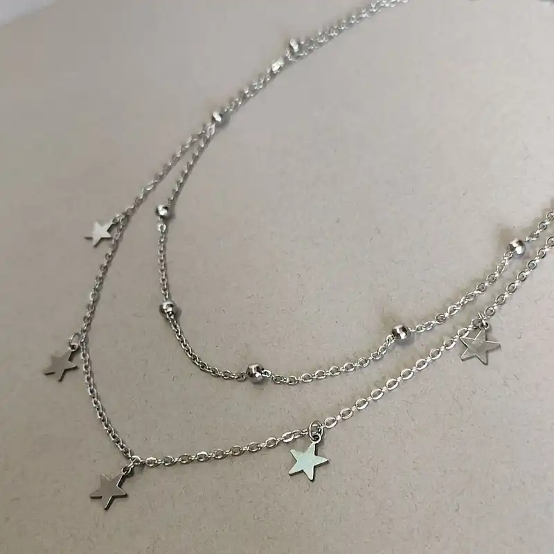 گردنبند زنانه مدل دولاین ستاره ای