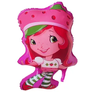 بادکنک فویلی مسترتم طرح دختر توت فرنگی پلاس همراه با نی و بست