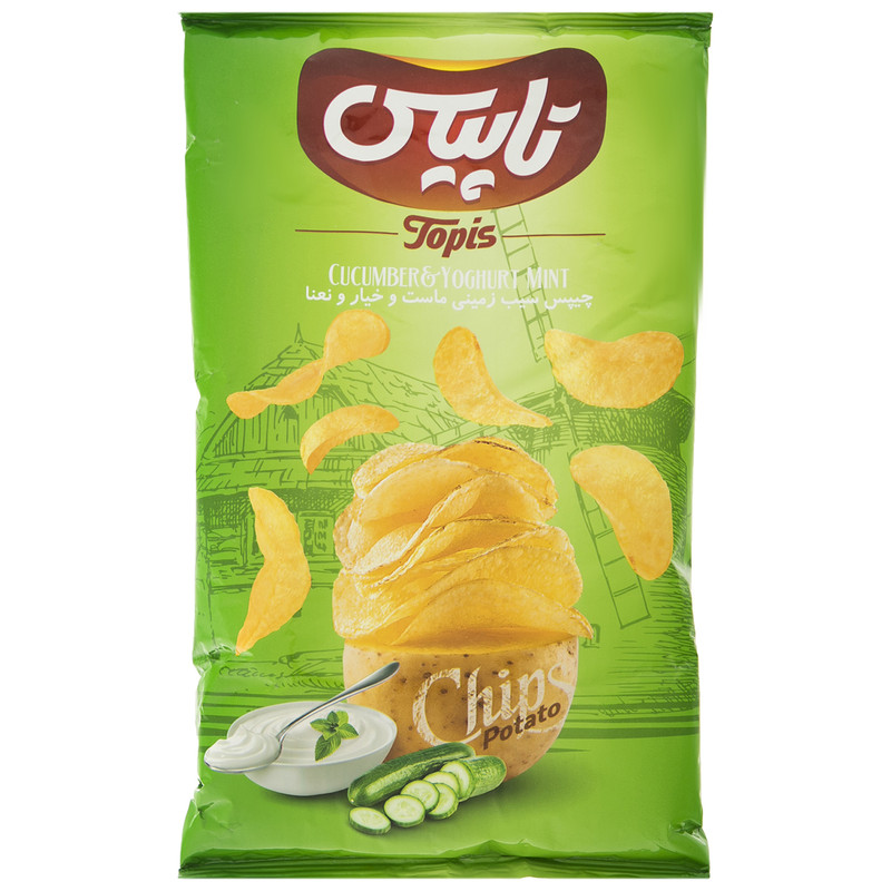 چیپس سیب زمینی ماست و خیار و نعنا تاپیس مقدار 50 گرم