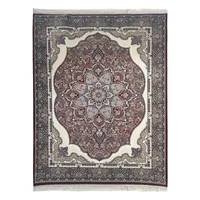 فرش ماشینی فرش مشهد کد 722098 زمینه لاکی