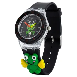 ساعت مچی عقربه‌ای کوارتز بچگانه مدل اسپرت بند سیلیکونی ضد حساسیت چراغدار طرح قورباغه کد ۲