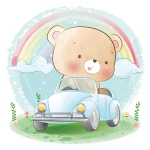 استیکر دیواری کودک گراسیپا مدل خرس و ماشین در پیک نیک کد 131