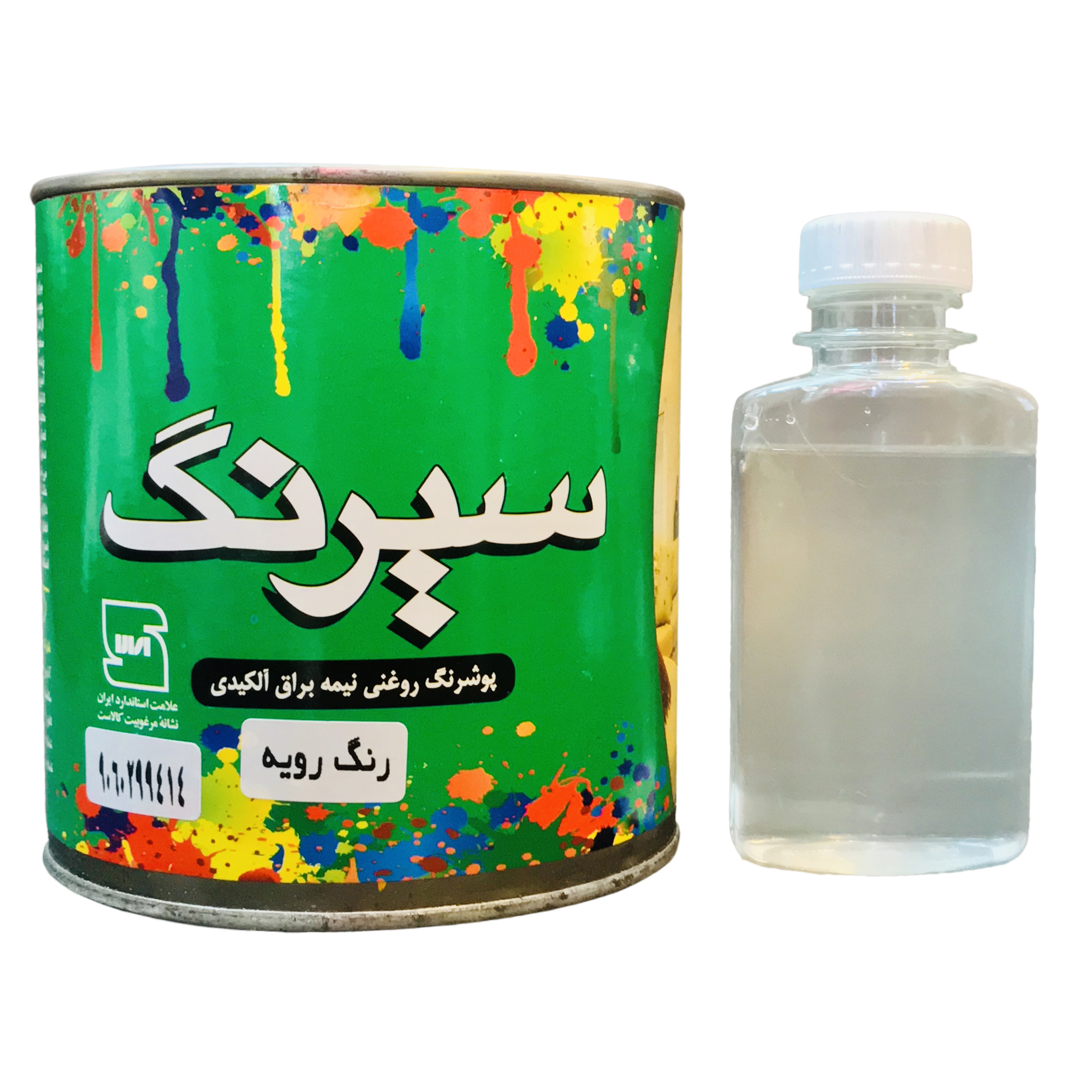 پوشرنگ سفید نیمه براق سیرنگ کد 802 حجم 1 لیتر به همراه حلال