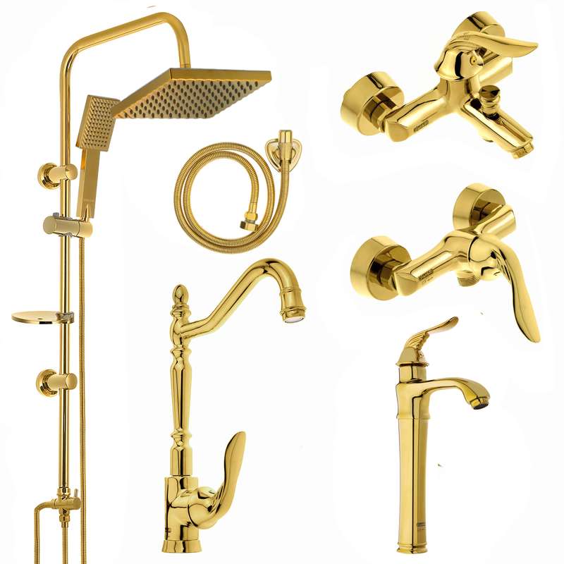 ست شیرآلات کویران آذر مدل میلان کد B-01 مجموعه 6 عددی