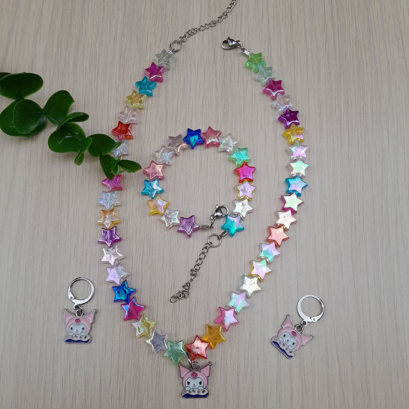 نیم ست دخترانه مدل مهره ای کرومی استار کد mah0361