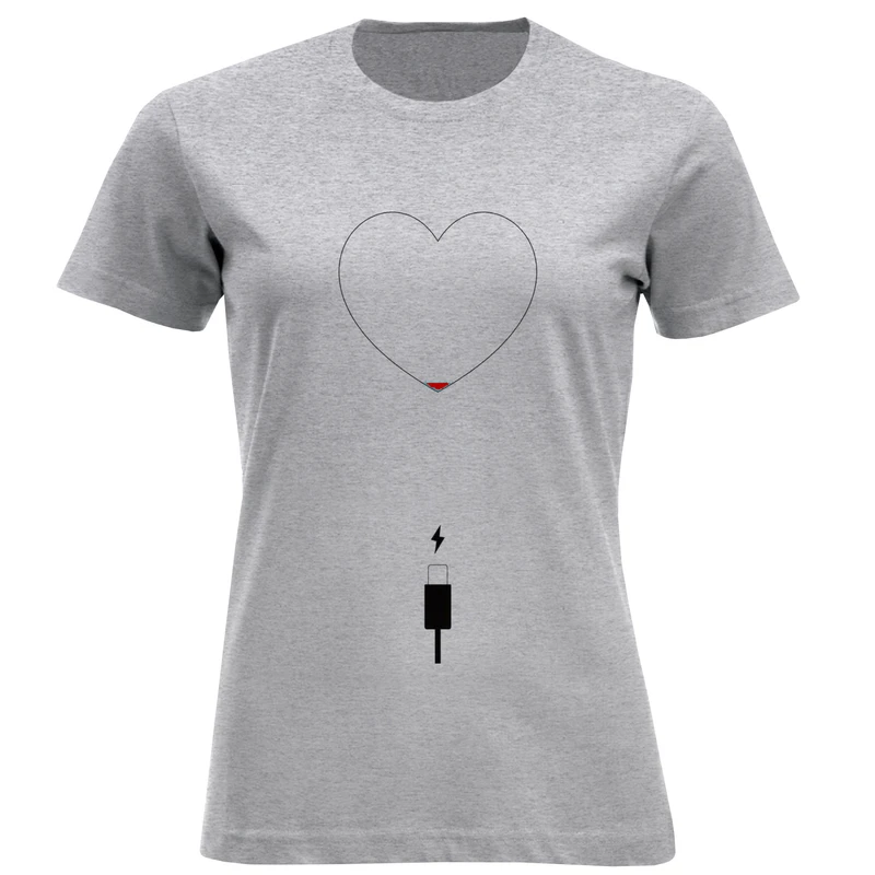 تیشرت آستین کوتاه زنانه طرح شارژ قلب کد F581