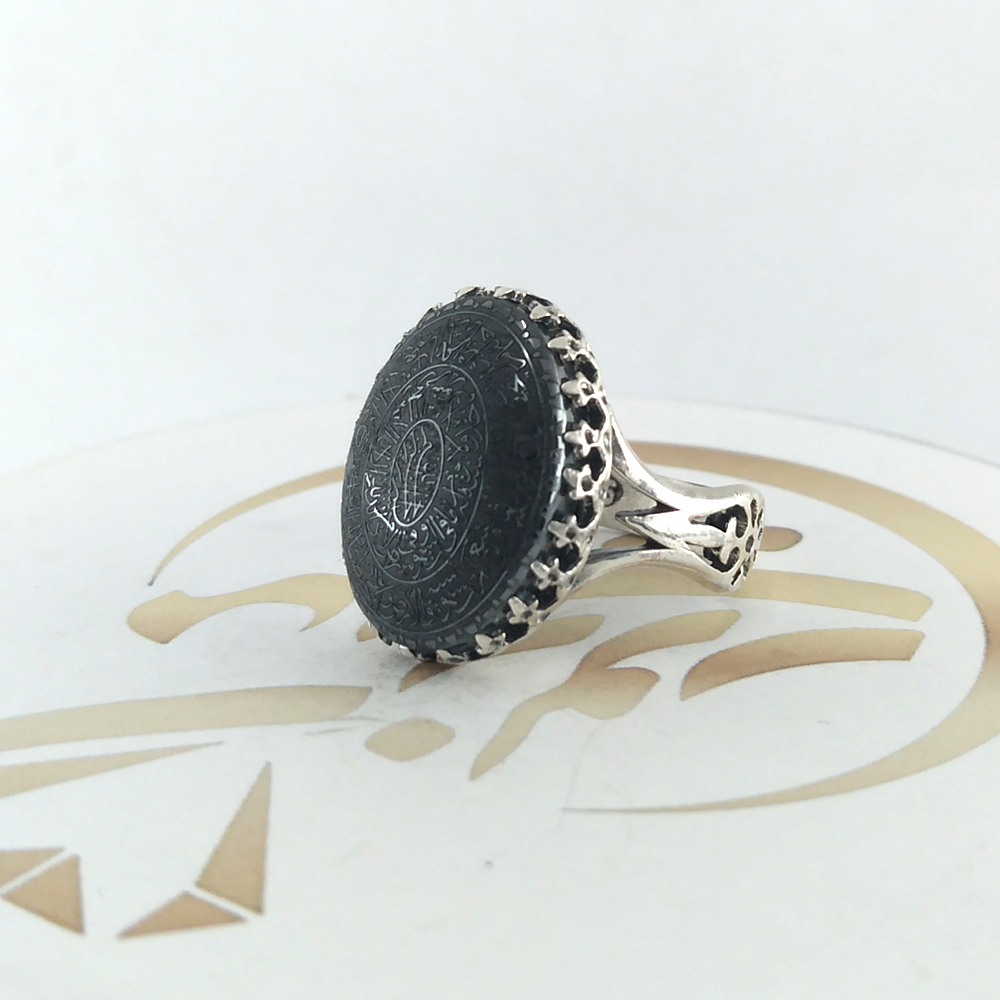 انگشتر نقره مردانه ملک زیور مدل حدید آیت الکرسی کد 265