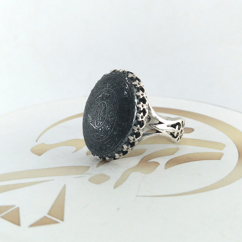 انگشتر نقره مردانه ملک زیور مدل حدید آیت الکرسی کد 265