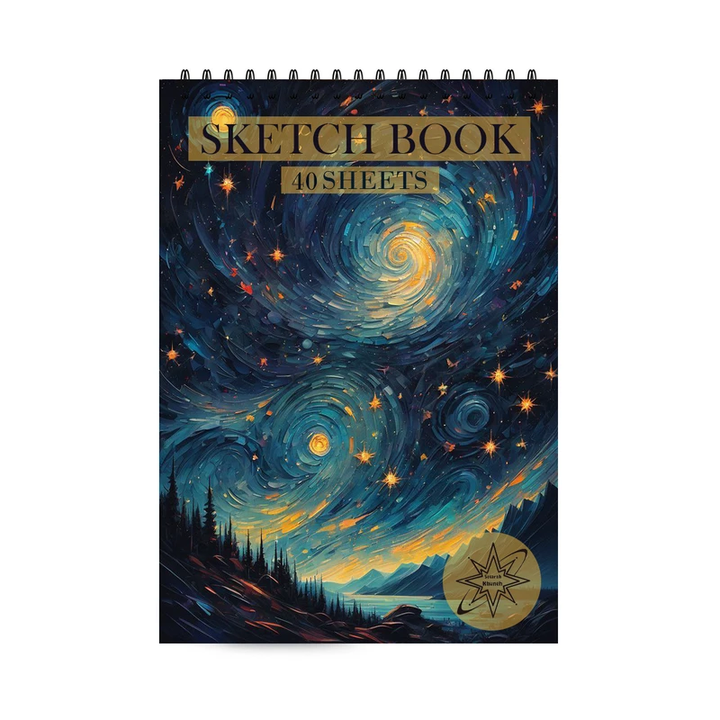 دفتر طراحی 40 برگ ستاره خونه مدل شب پر ستاره کد a5