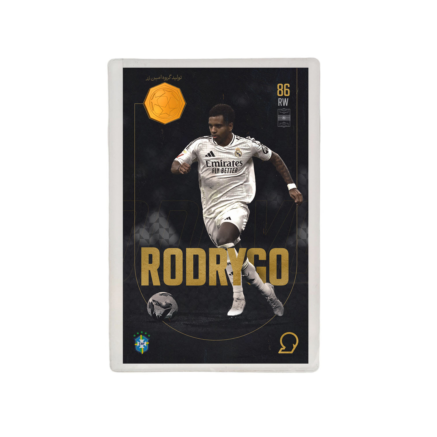 طلا گرمی 18 عیار مدوپد مدل RODRYGO طرح فوتبالی 2025 کد SO10100