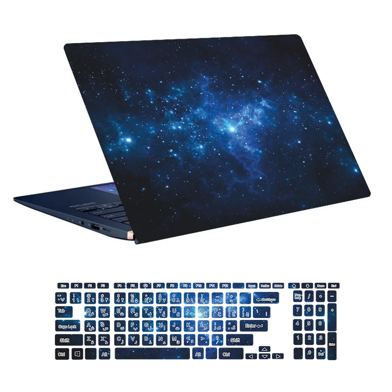 استیکر لپ تاپ توییجین و موییجین طرح Space کد 73 مناسب برای لپ تاپ 15.6 اینچ به همراه برچسب حروف فارسی کیبورد 