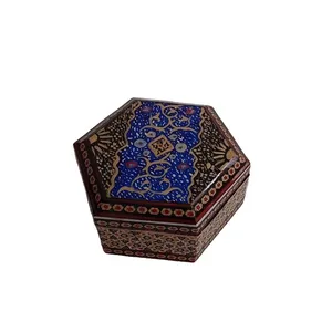 جعبه جواهرات خاتم کاری مدل شش گوش کد 104