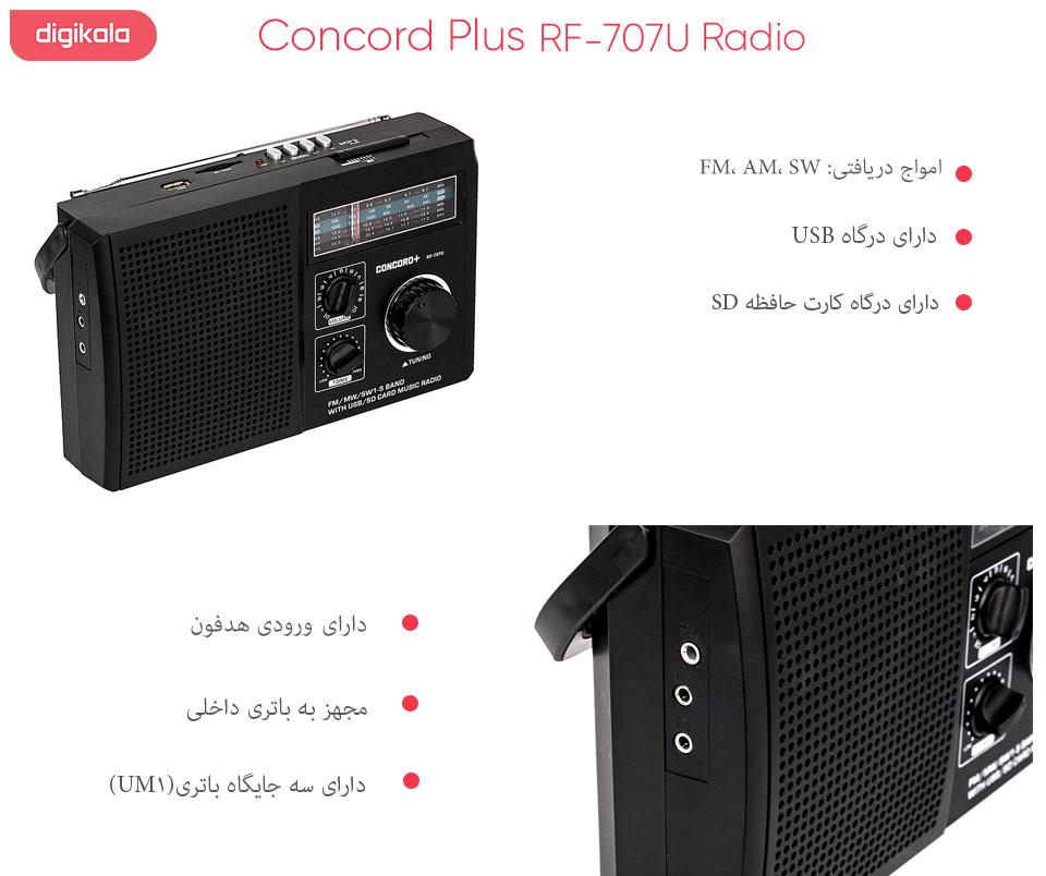 رادیو کنکورد پلاس مدل RF-707U infographic