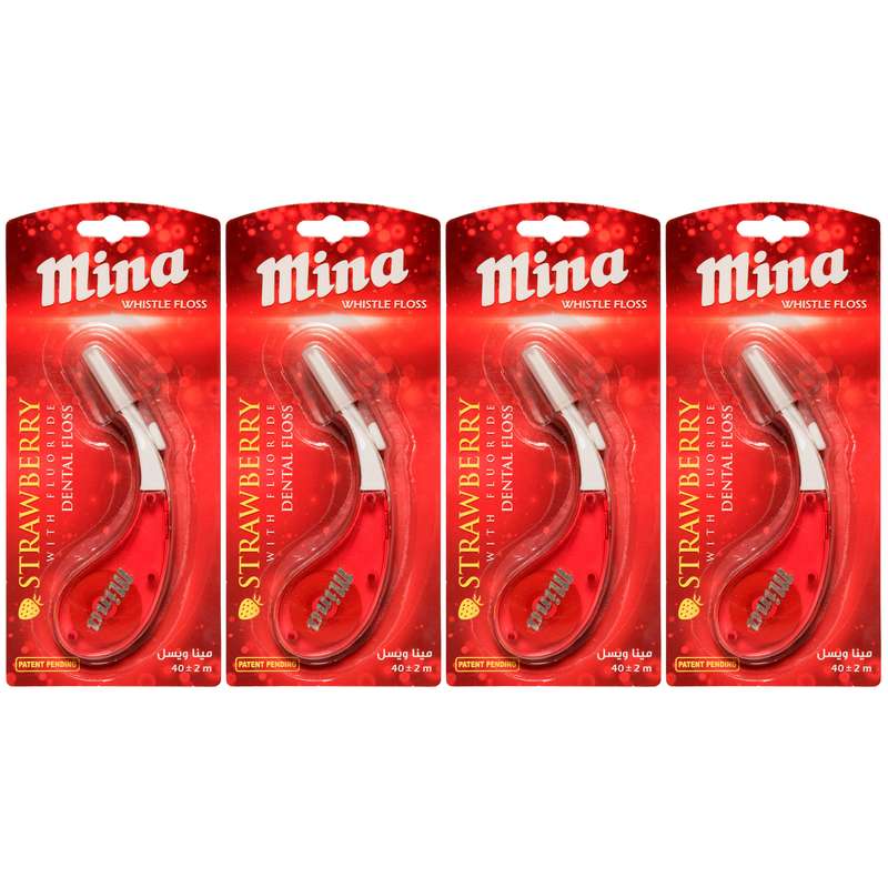 نخ دندان مینا مدل ویسل توت فرنگی بسته 4 عددی نخ دندان مینا مدل ویسل توت فرنگی بسته 4 عددی
