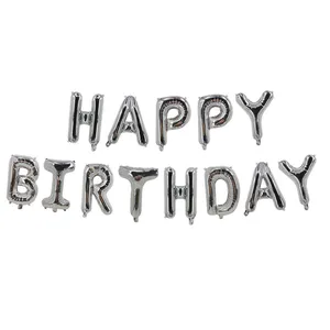 بادکنک فویلی مدل Silver Happy Birthday سایز 150