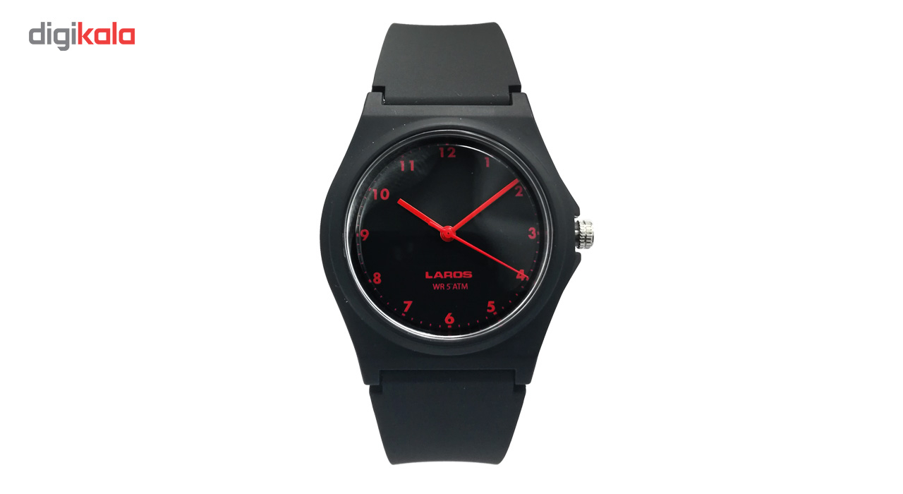 ساعت مچی عقربه ای لاروس مدل 1117-aq103 به همراه دستمال مخصوص برند کلین واچ