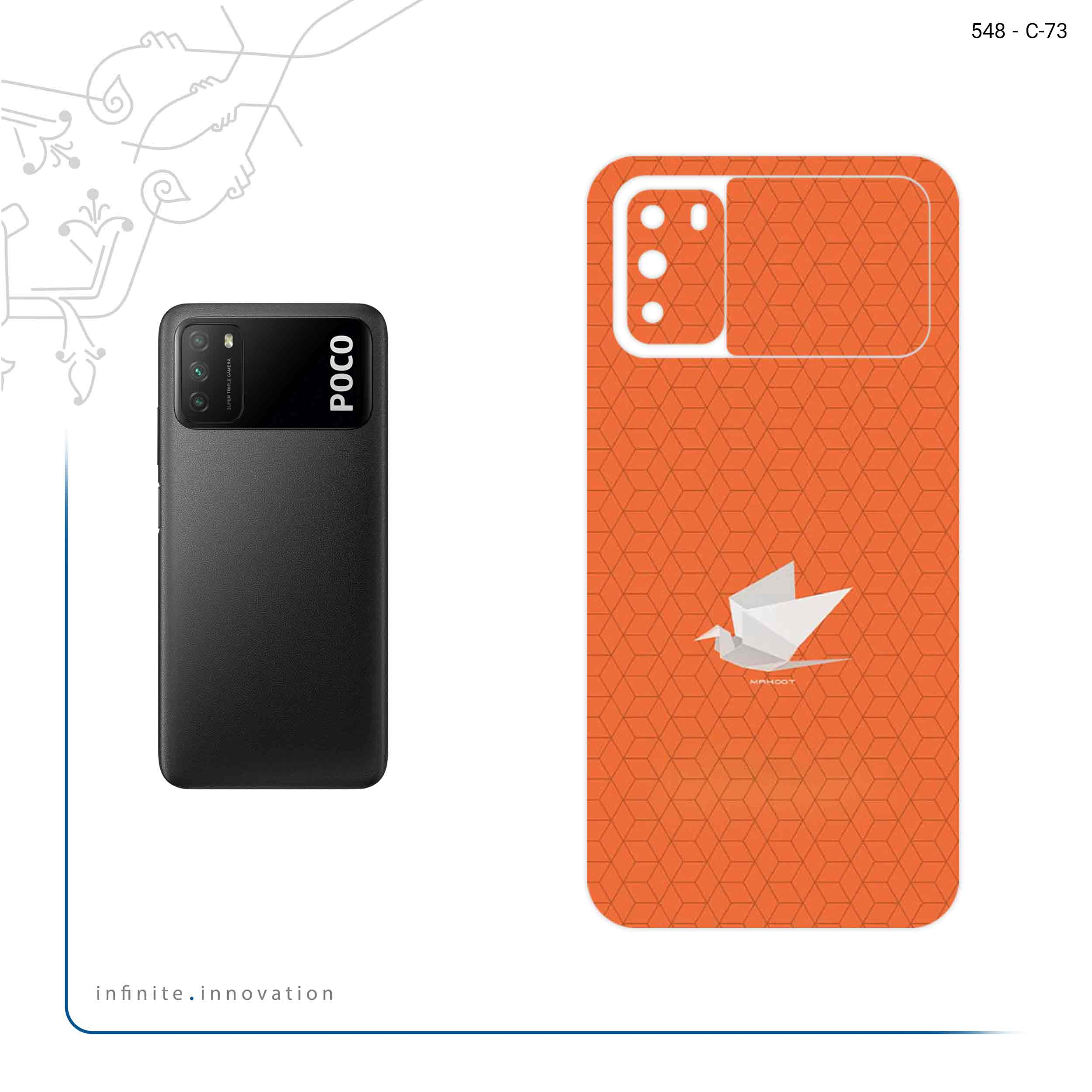 برچسب پوششی ماهوت مدل Minimalist origami bird مناسب برای گوشی موبایل شیائومی Poco M3