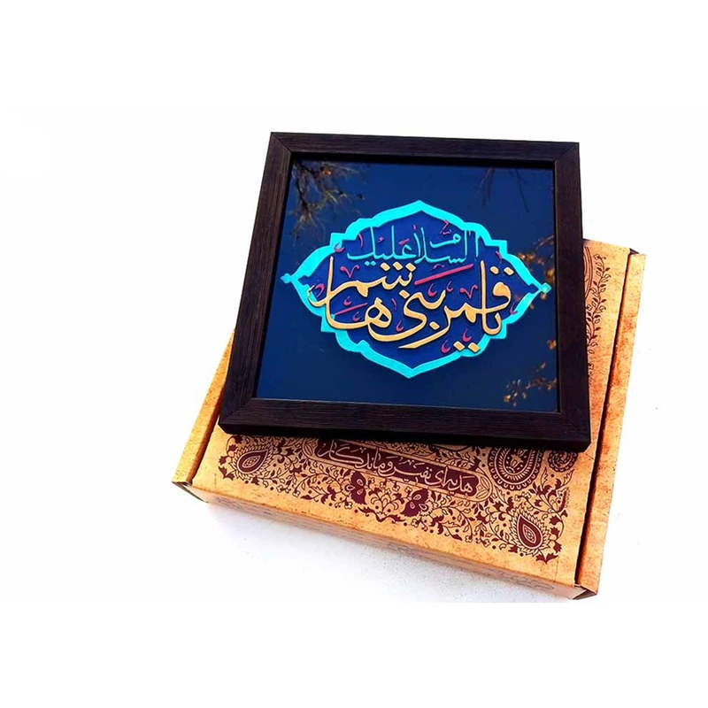 کتیبه نقش برجسته لوح هنر طرح قمر بنی هاشم علیه السلام کد 109