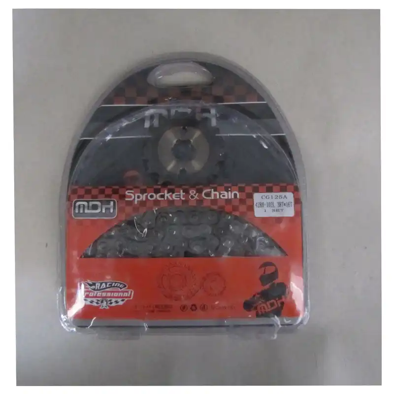 زنجیر و دنده موتور سیکلت ام دی اچ مدل 428H-102L مناسب برای هوندا مجموعه 3 عددی