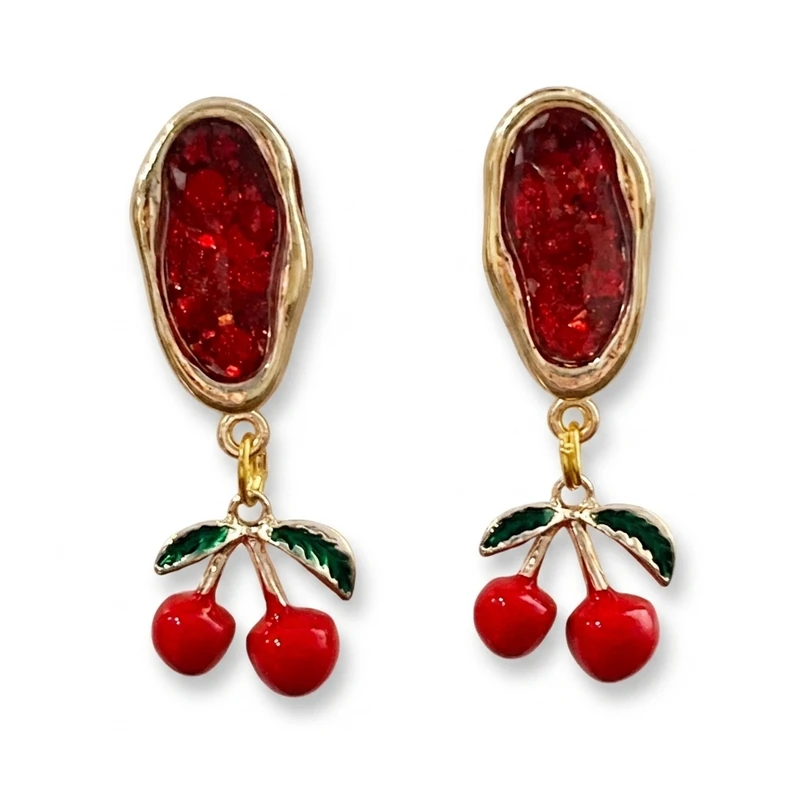 گوشواره رز رزین مدل گیلاسی