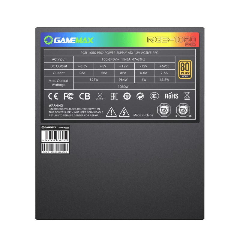 منبع تغذیه کامپیوتر گیم مکس مدل RGB 1050 FULL MODULAR PRO GOLD