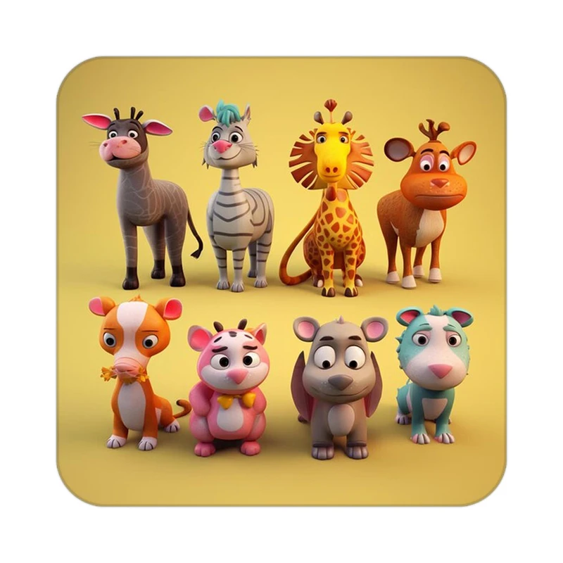 زیر لیوانی کاکتی طرح حیوانات کارتونی مدل mp27833