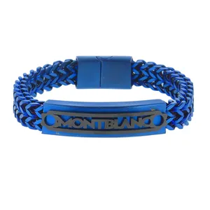 دستبند مردانه مون بلان مدل زنجیری پهن کد 489898