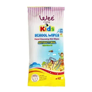 دستمال مرطوب دست کودک وی مدل anti bacterial بسته 12 عددی