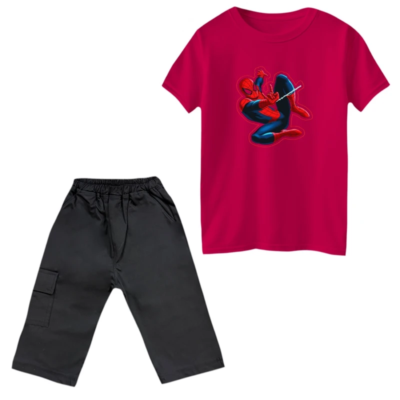 ست تی‌شرت و شلوارک پسرانه مدل مردعنکبوتی