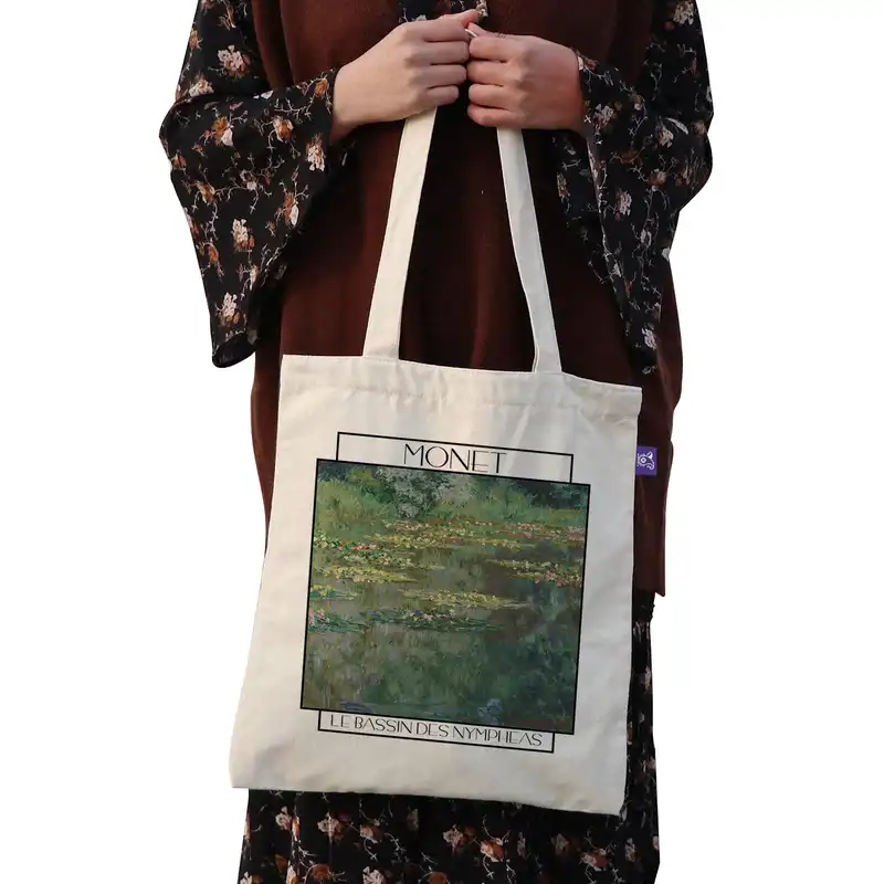 ساک خرید ترمه طراحان ایده مدل برکه نیلوفر از مونه کد art0233 - L