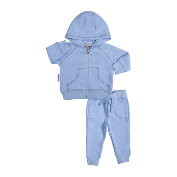 ست سویشرت و شلوار نوزادی آدمک مدل زیپ دار کد 265800 رنگ آبی روشن