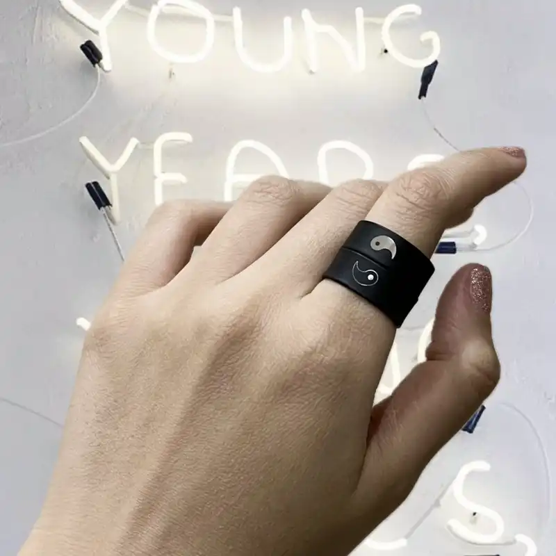 انگشتر مدل یین و یانگ مکمل بسته دو عددی