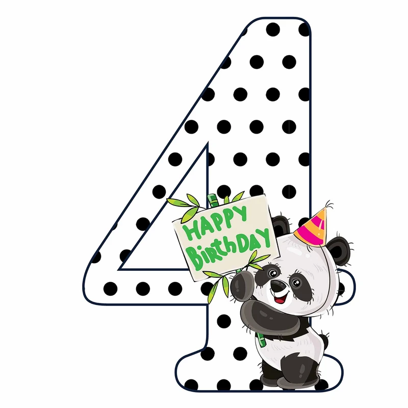 استند رومیزی تولد مدل عدد 4 طرح پاندا کد 1767