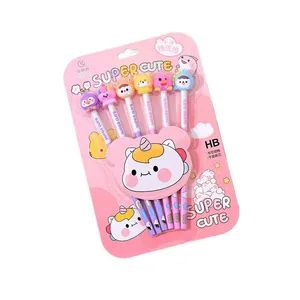 مداد مشکی با درجه سختی HB مدل SuperCute به همراه سر مدادی بسته 6 عددی