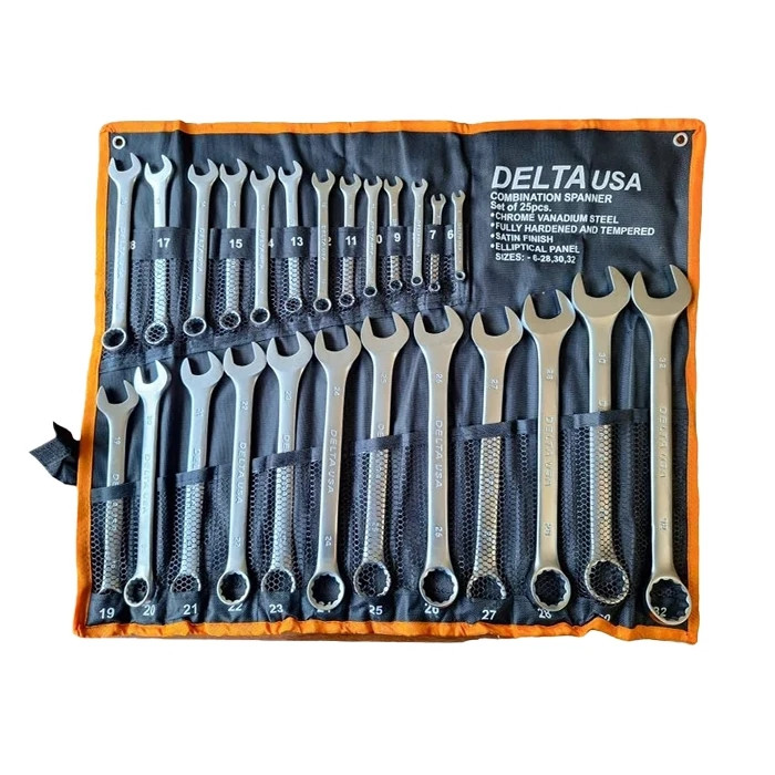 آچار یکسر تخت و یکسر رینگی دلتا مدل AJ-6-32-DELTA-25PC مجموعه 25 عددی آچار یکسر تخت و یکسر رینگی دلتا مدل AJ-6-32-DELTA-25PC مجموعه 25 عددی